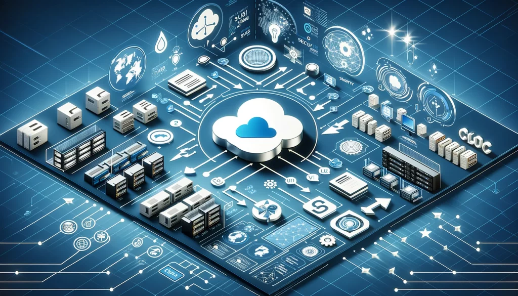 DALL·E 2024 07 22 13.15.43 A visual representation of cloud infrastructure featuring modern cloud technology elements without any words or text. The image should include icons